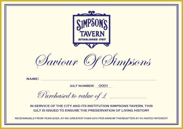 Simpsons Tavern Gilt